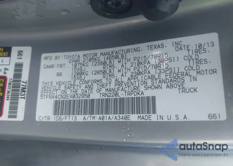 2014 Toyota Tacoma z USA, uszkodzony, nr VIN 5TFNX4CN2EX032950